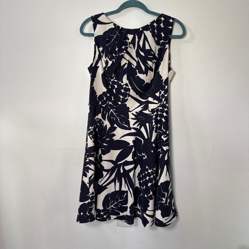 ALYX petite Women's Navy White Floral Sleeveless Sheath Dress Size 12